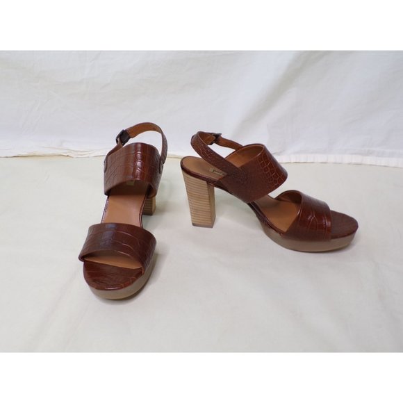 🆕PAUL GREEN Amanda Croc Slingback Platform Sandal Shoes 7 Brown - Picture 6 of 13